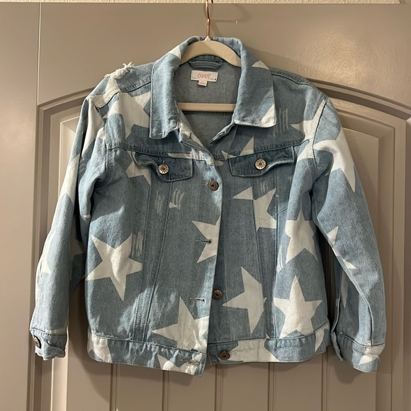 Kids size XL distressed jeans jacket with stars! - Picture 1 of 3